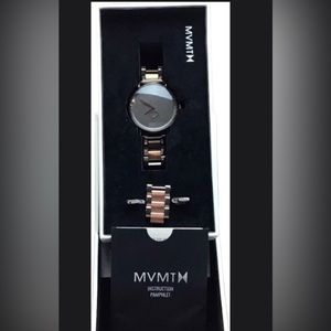 MVMT Women's Rose Gold and Black Metal Bracelet Watch